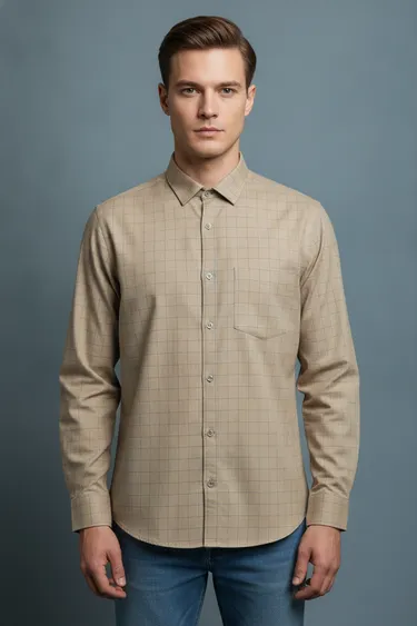 Men Formal Shirts (Medium Beige) - Medium Beige