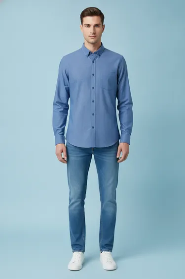 Men Formal Shirts (Medium Blue) - Medium Blue