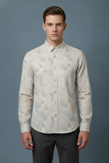 Men Casual Shirts (Light Beige) - Light Beige