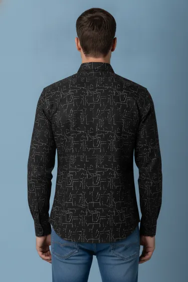 Men Semi Formal Shirt (Black) - Black