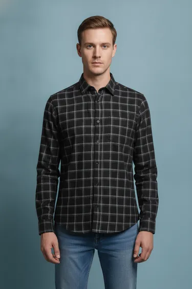 Men Semi Formal Shirt (Black) - Black