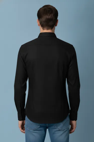 Men Semi Formal Shirt (Black) - Black