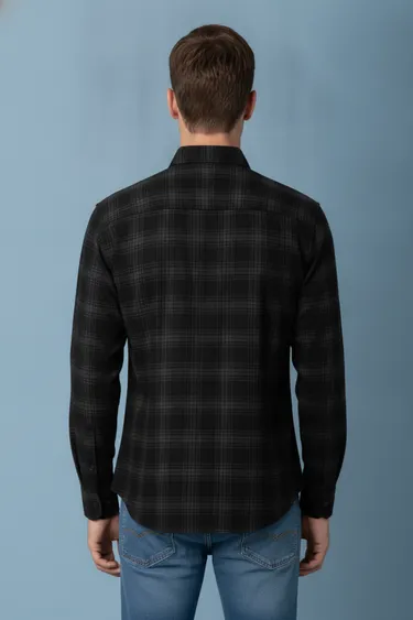 Men Semi Formal Shirt (Black) - Black