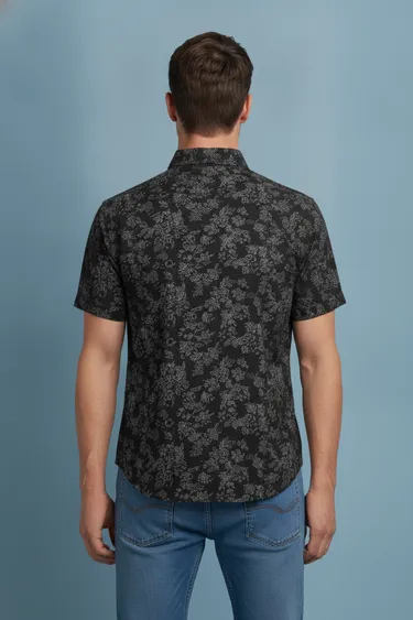 Men Semi Formal Shirt (Black) - Black