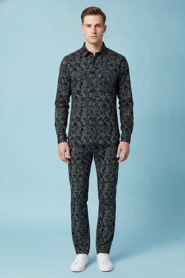 Men Semi Formal Shirt (Black) - Black