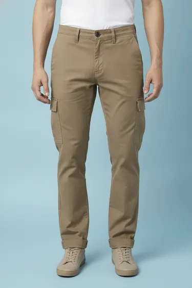 Men Casual Trousers (Almnd) - Almnd