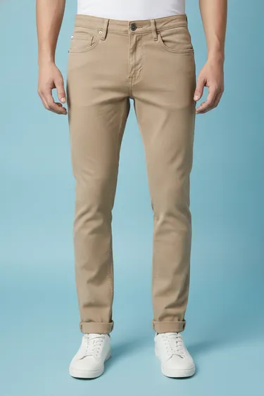 Men Casual Trousers (Almnd) - Almnd