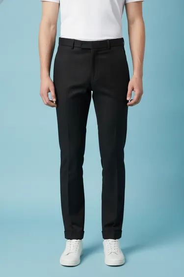 Men Formal Trousers (Black) - Black