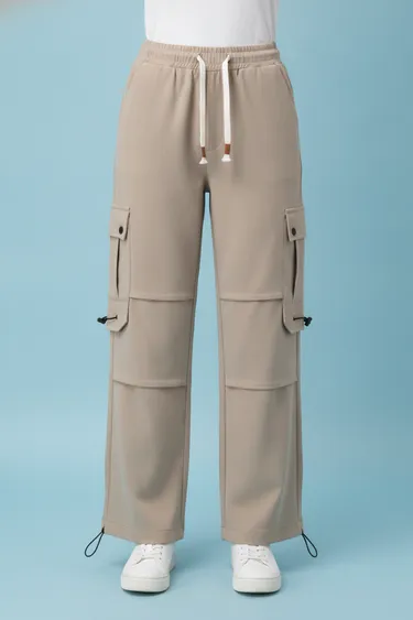Women Polycotton Solid Regular Length Track Pants & Pyjamas - Fawn