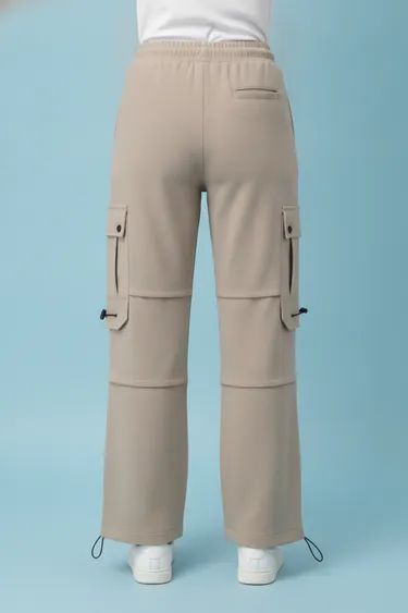 Women Polycotton Solid Regular Length Track Pants & Pyjamas - Fawn