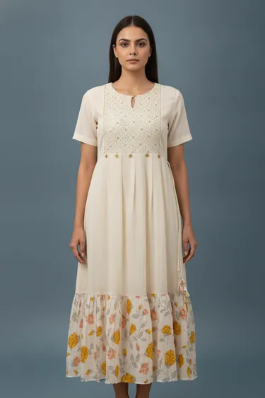 Women Kurtis, Tunics & Tops (Cream) - Cream