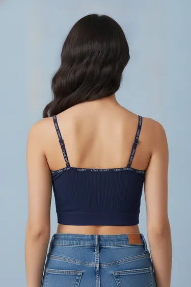 Women Bra (White) - Navy Blue