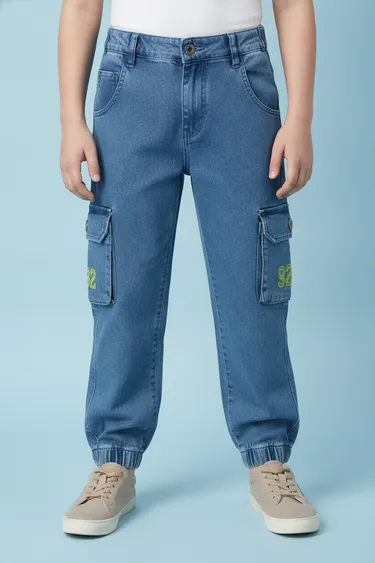 Kids Boy Track Pants & Joggers (Medium Blue) - Medium Blue