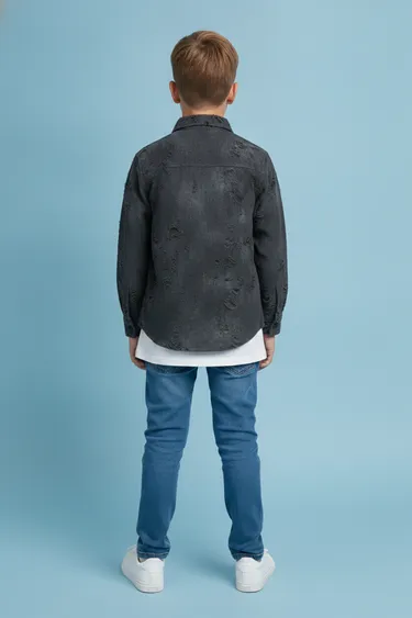 Kids Boy Casual Shirts (Dark Grey) - Dark Grey