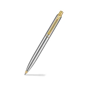 Sheaffer Sentinel Metal 333 Brushed Chrome Ballpoint Pen with Gold-Plated Trims