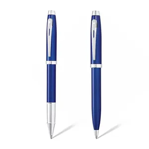 Sheaffer Gift Set 100 9339 Ballpoint Pen and Rollerball Pen Glossy Blue with Chrome Trims - Set of 2 Pens