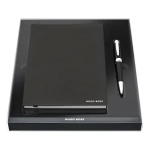Hugo Boss Gift Set Ballpoint Pen with Notepad - Black