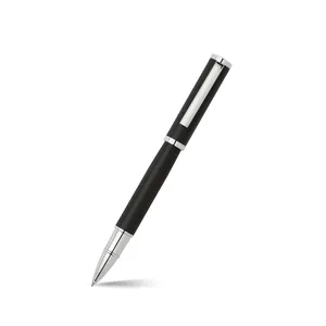 Hugo Boss Formation Herringbone Rollerball Pen with Chrome Trims - Black