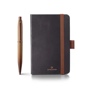 Sheaffer VFM Gift Set 9428 Coffee Edition Ballpoint Pen with Regal Brown PVD Trims and Small Notebook - Matt Brown