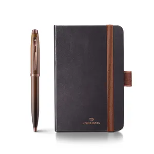 Sheaffer 100 Gift Set 9374 Coffee Edition Ballpoint Pen with Regal Brown PVD Trims and Small Notebook - Matt Brown