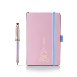 Sheaffer Emily in Paris Prelude Mini 9810 Pastel Pink Ballpoint Pen with Swarovski Crystal and Small Hardbound Notebook Gift Set