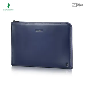 Lapis Bard Crossover Desert Bloom Cactus Leather 14-inch Laptop Sleeve - Blue