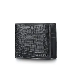 Lapis Bard Mandeville Noir Croc-Textured Wallet with Extra Credit Card Holder-Black