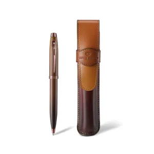Sheaffer 100 G9374Â Coffee Edition Ballpoint Pen with Leather Single Pen Pouch Gift Set