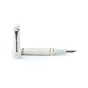 Kanwrite Heritage Marble White Fountain Pen With Chrome Trims - Fine