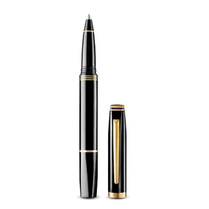 Lapis Bard Contemporary Rollerball Pen Black with Gold Trims