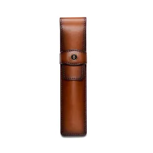 Lapis Bard Classic Leather Single Pen Pouch - Brown