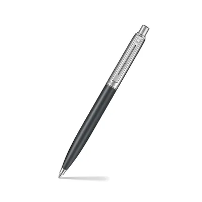 Sheaffer Sentinel Metal 331 Matte Black Barrel and Brushed Chrome Cap Ballpoint Pen with Chrome-Plated Trims