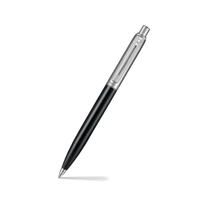 Sheaffer Sentinel Metal 332 Glossy Black Barrel and Brushed Chrome Cap Ballpoint Pen with Chrome-Plated Trims
