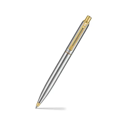 Sheaffer Sentinel Metal 333 Brushed Chrome Ballpoint Pen with Gold-Plated Trims