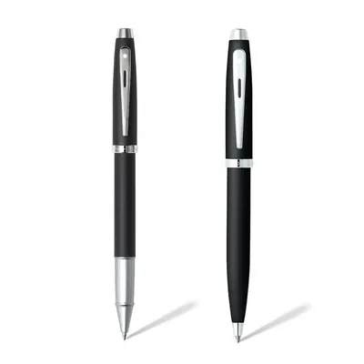 Sheaffer Gift Set 100 9317 Ballpoint Pen and Rollerball Pen Matte Black with Chrome Trims - Set of 2 Pens