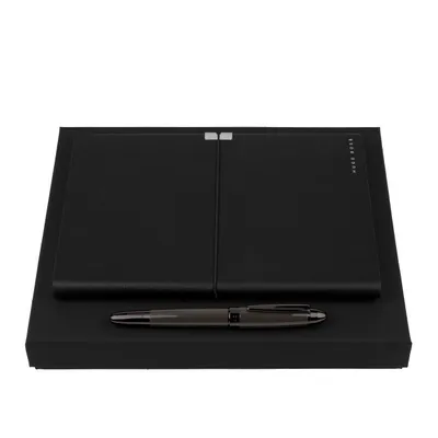 Hugo Boss Gift Set Rollerball Pen with Notepad - Black