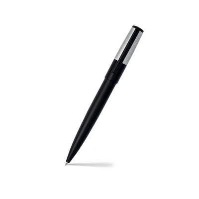 Hugo Boss Gear Minimal Ballpoint Pen - Black And Chrome