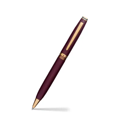 Lapis Bard Contemporary Bordeaux Ballpoint Pen  Gold Trims