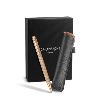 Caran d'Ache Ecridor Venetian Set Ballpoint Pen and Leather Case - Rose Gold