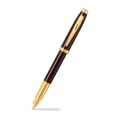 Sheaffer 100 9370 Glossy Coffee Brown Fountain Pen With PVD Gold-Tone Trim - Medium