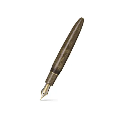 Sailor Iro Miyabi II Bun Jin Cha King of Pens Fountain Pen (21K Broad) - Brown With Gold Trims