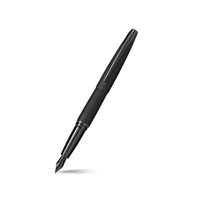 Cross ATX Brushed Black Fountain Pen with Black PVD Trims - Fine