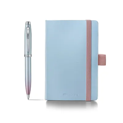 Sheaffer Expressions Gift Set 100 9376 Blue and Pink Pearlised Gradient Ballpoint Pen with Chrome-plated Trims and Small Notebook