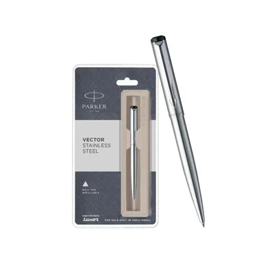 Parker Vector Stainless Steel Ballpoint Pen With Chrome Trim