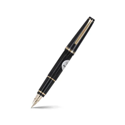 Pilot 2116 Falcon Black & Gold with Rhodium-Plated Trims Fountain Pen-Medium