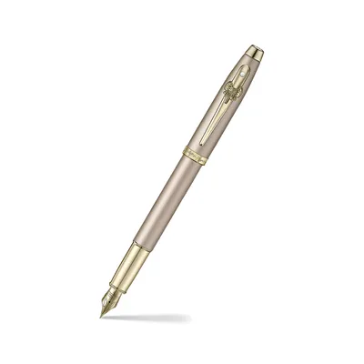 Sheaffer 100 Emily in Paris 9377 Champagne Gold Fountain Pen with Champagne Gold Trims and Bow-Shaped Clip Emblem (Fine)