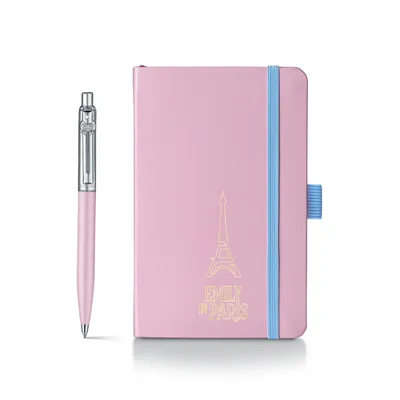 Sheaffer Emily in Paris Sentinel 321 Pink Matte Finish Ballpoint Pen with Chrome Trims and Small Hardbound Notebook Gift Set