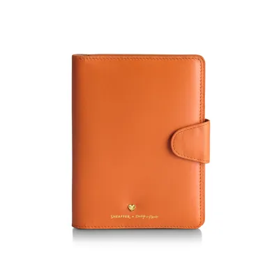 Sheaffer Emily in Paris Full-Grain Leather Passport Case with Pen Loop with Heart-Shapd Emblem - Orange