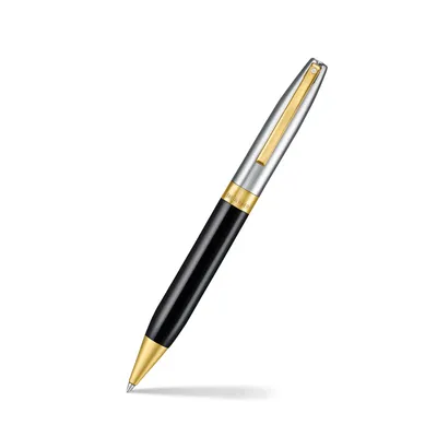 Sheaffer Legacy 9065 Glossy Black & Chrome Bi-Color Ballpoint Pen with 14k PVD Gold-Plated Trims