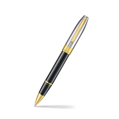 Sheaffer Legacy 9065 Glossy Black & Chrome Bi-Color Rollerball Pen with 14k PVD Gold-Plated Trims